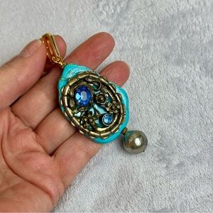 Turquoise Slab, Pearl Enhancer Pendant
